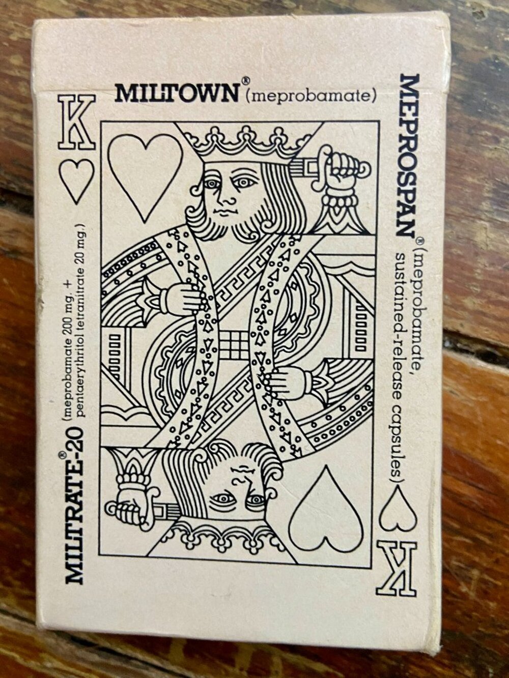 Vintage Wallace Pharmaceuticals SEALED Playing Cards Miltown Miltrate Mesrospan